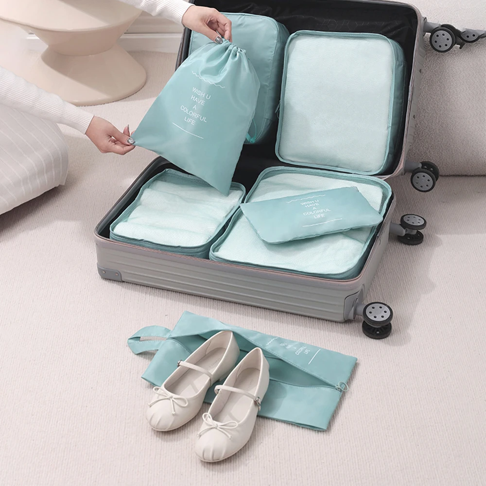 Eco Friendly Polyester 7 Piece Travel Storage Bag Set