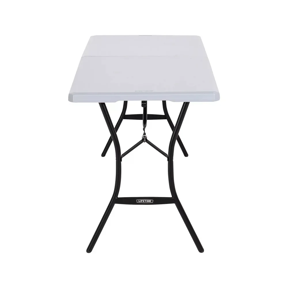 Furniture Free Shipping Portable Foldable Table 5-Foot Fold-in-Half Table Gray Portable Folding Tables Furnitures Camping desk 3