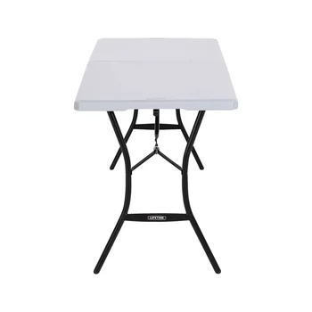 Furniture Free Shipping Portable Foldable Table 5-Foot Fold-in-Half Table Gray Portable Folding Tables Furnitures Camping desk 3