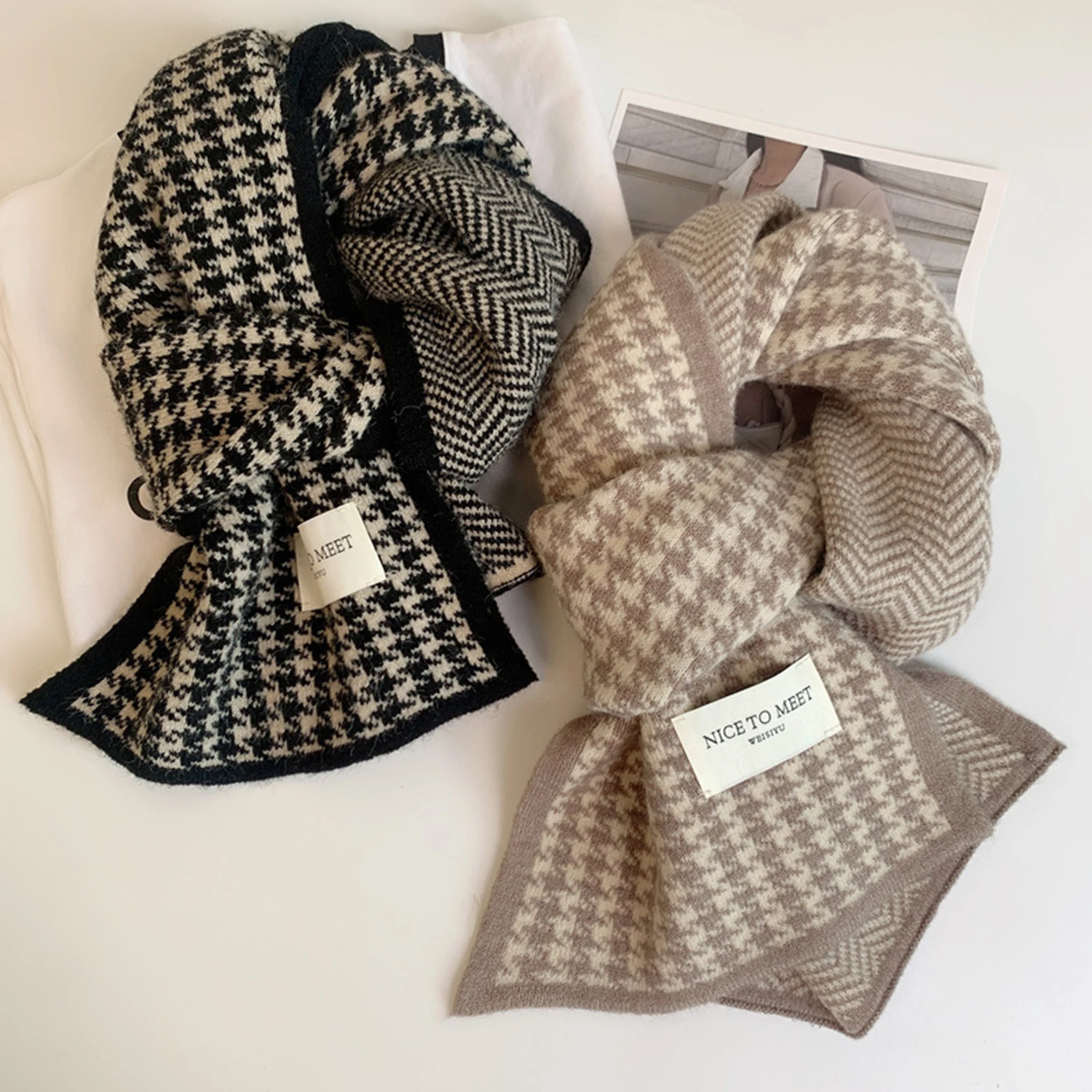 

2024 New Plaid Couple Pashmina Shawl Lady Wrap Warm Winter Scarves Autumn Design Print Female Double Sided Knitted Luxury Scarf