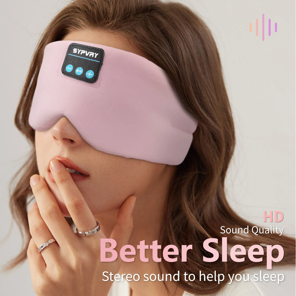 Sleeping Headphones Bluetooth Eye Mask for Women Men, Wireless Music Blackout Masks for Side Sleepers Insomnia Travel Gift 4