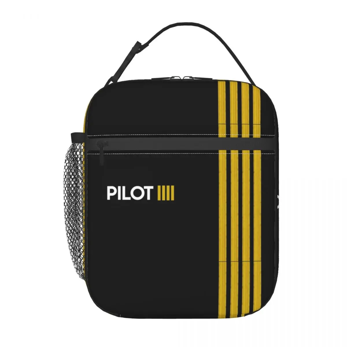 Pilot Captain Stripes Resuable Lunch Boxes Women Aviation Airplane Aviator Thermal Cooler Food Insulated Lunch Bag Kids School