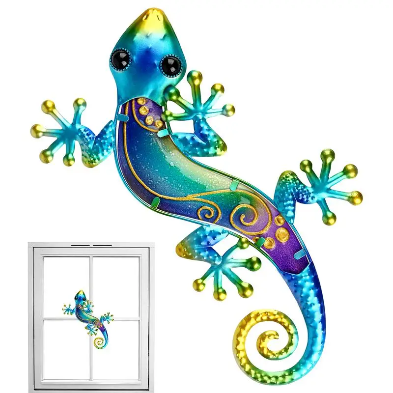

Металлическое украшение Gecko Yard для сада, уличные статуи, настенные украшения для дома и сада, искусственная ящерица