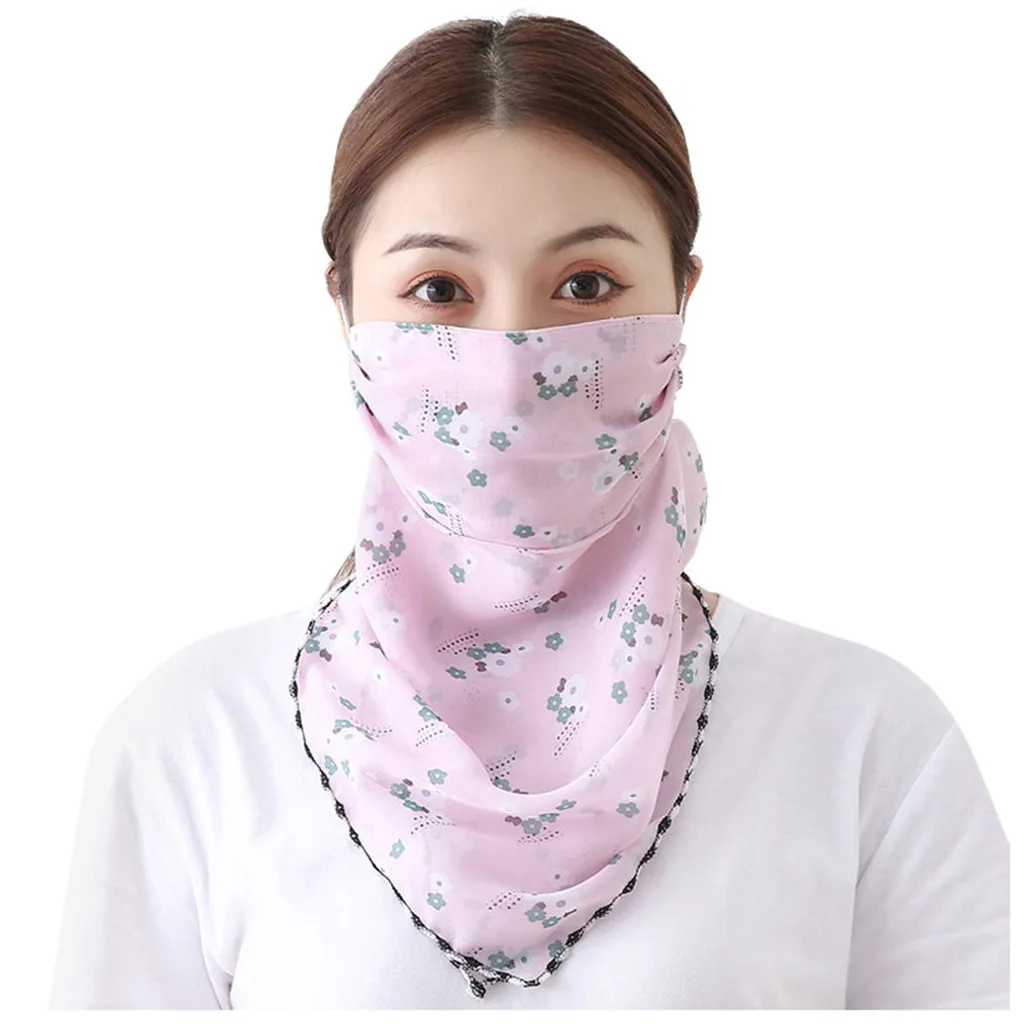 Women Sun Protection Scarf Neck Scarf Summer Balaclava Face Mask Hanging-ear Breathable Sports Face Shield
