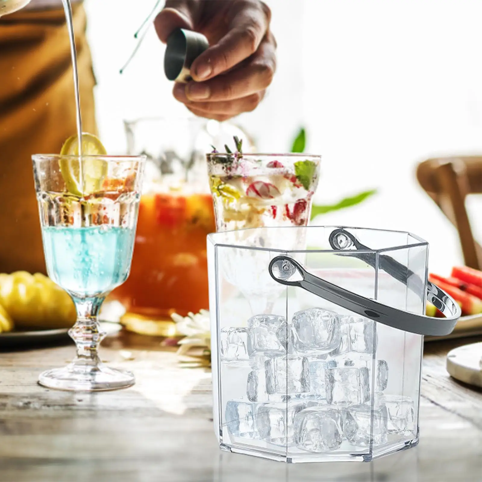 Acrylic Ice Bucket Transparent Beverage Chilling Tub for Wine Bottle Bar Pub