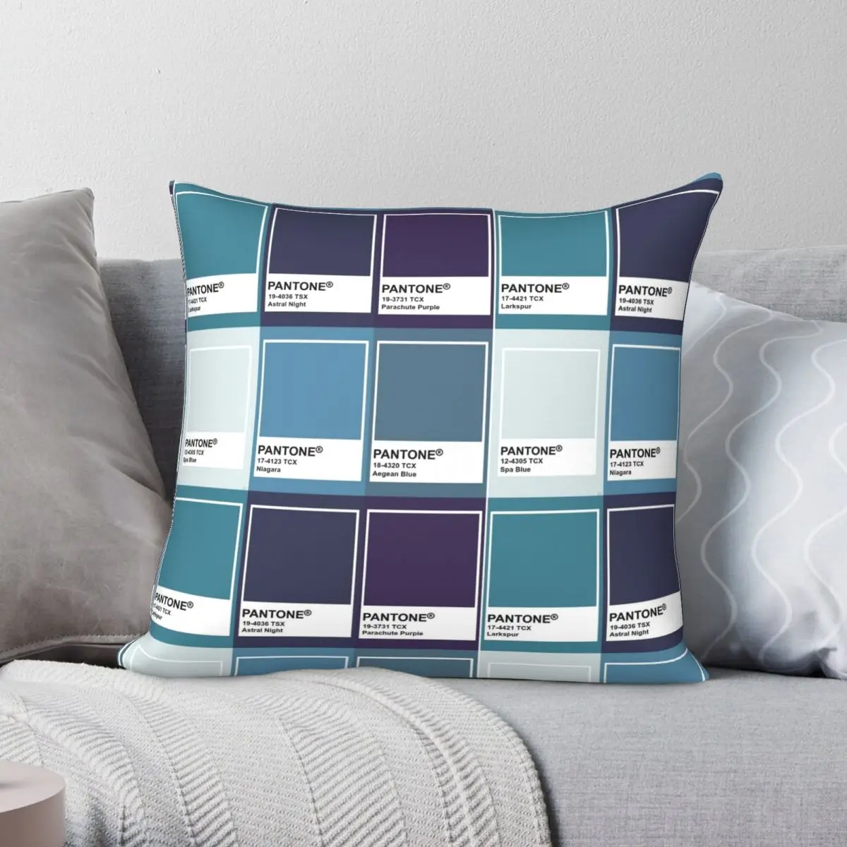 Pantone Color Swatch Pattern Square Federa Poliestere Lino Velluto Stampato Zip Decor Federa Per Cuscino Divano Fodera Per Cuscino All'Ingrosso