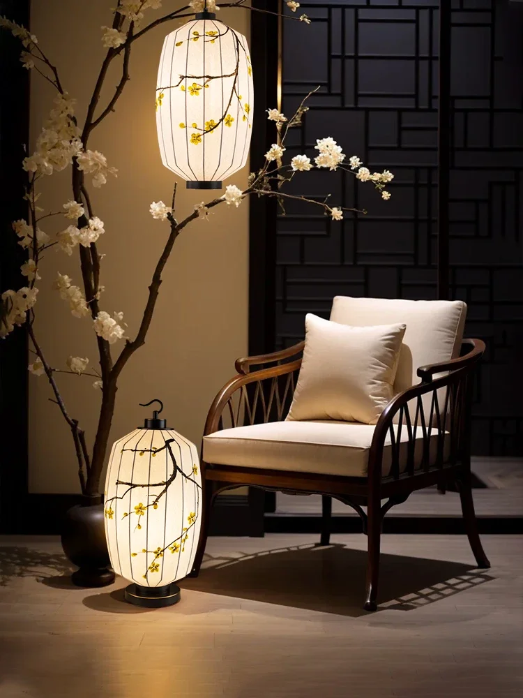 Silk Restaurant Chandelier New Chinese Retro Wabi Wind Chandelier Personality Art Medieval Tea Room Lamps Decorative Lanterns