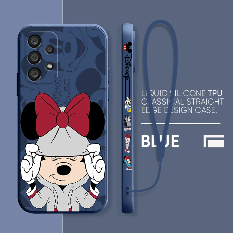 thumbnail image 1 of Disney Mickey Minnie Mouse Phone Case For Samsung A73 A53 A33 A52 A32 A71 A51 A21S A03S A50 A30 5G Liquid Left Rope Funda, 1 of 5