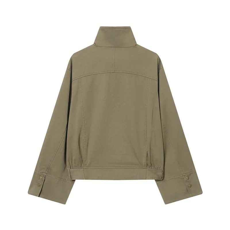 Women's Jacket Autumn 2025 New Fashion Long Sleeve High Collar Jackets Coat With Belt High Street Casual New Outerwear