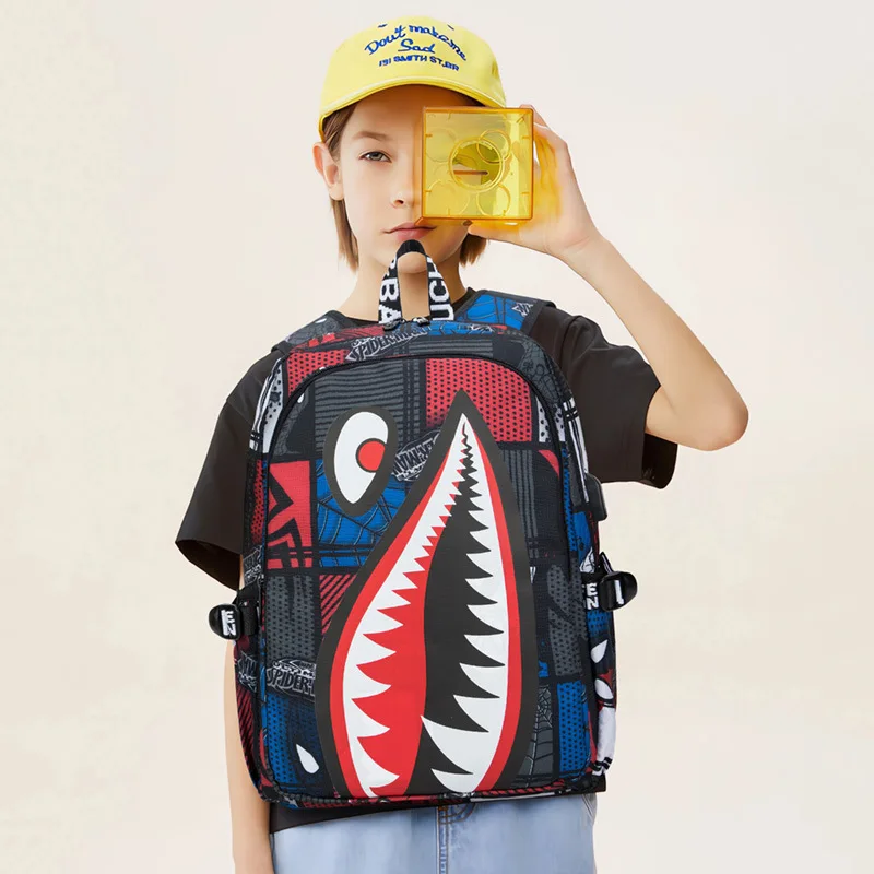 Shark Men's Backpack USB Charging Boy's Student Computer Schoolbag Man  Kawaii Anime Print Simple Rucksack Men's Bag - AliExpress