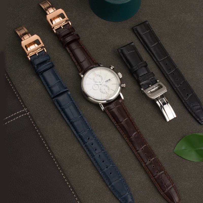 

High Quality Genuine Leather Watch Band 20mm 21mm 22mm Fit for IWC Portugieser PILOT'S Black Brown Leather Watch Strap Fittings