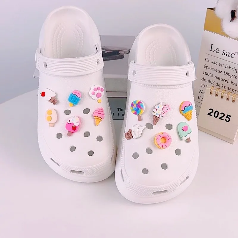 12PCS Mode Schuh Charms für Clogs Set Zubehör Loch Schuh Schnalle Sommer Nette Eis Donut DIY Schuhe Dekorationen – Detail 2