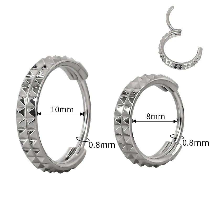 ASTM F136 Titanium EAR PIERC Cat Ears and Line Pyramid Cut Ring Hoop Nose Rings Hinged Clicker Earring Labret Tragus Piercing hoop earrings piercing jewelry nose rings body piercing jewelry body jewelry ear piercing jewelry body piercing earrings