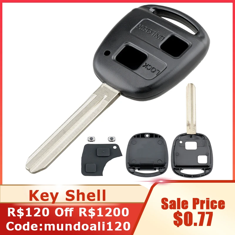 Enhanced Car Key Case with 2 Buttons and TOY43 Blade Plus Micro Switches