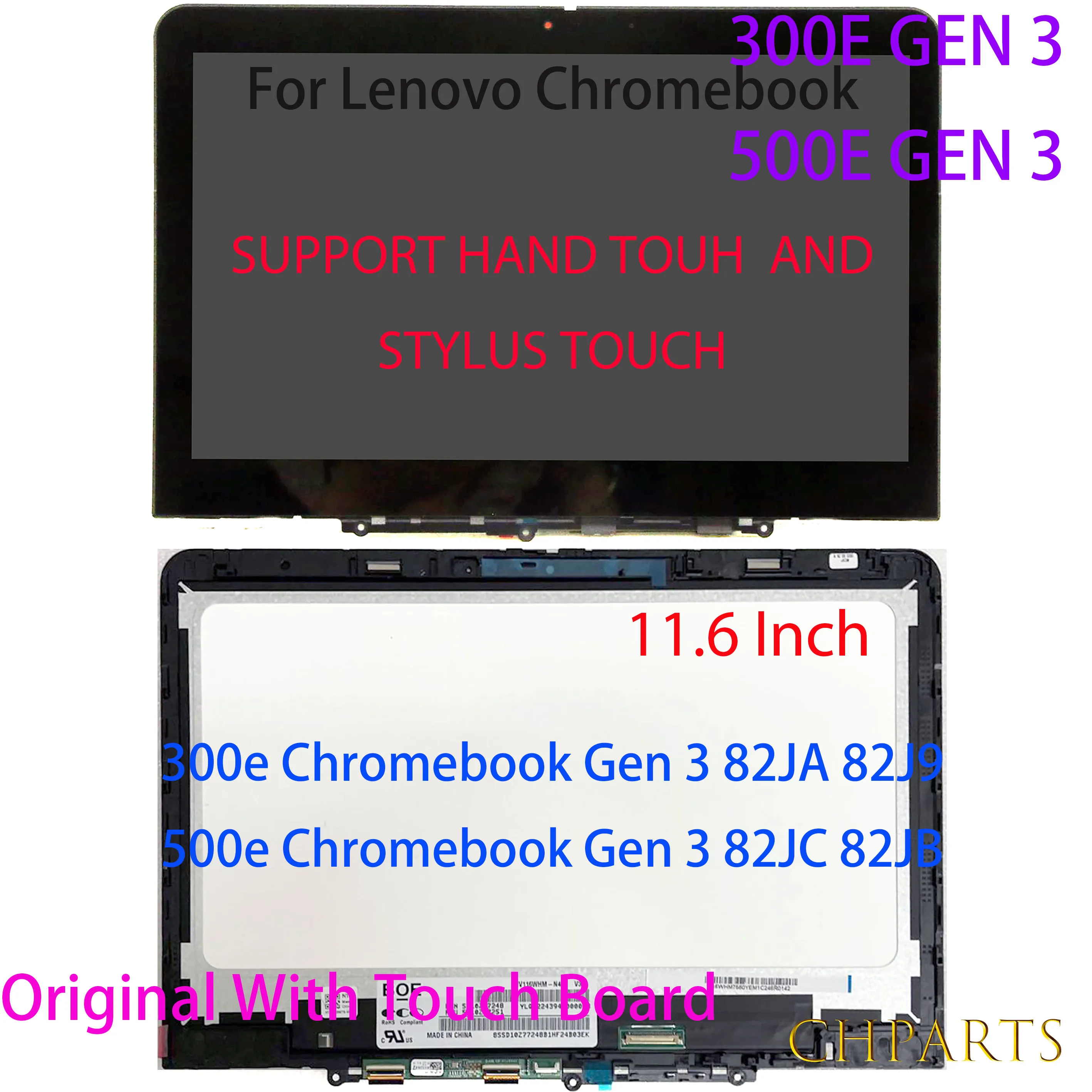 Portátil Dispaly Lcd Montagem da Tela de Toque para Lenovo 300e Chromebook Gen 82ja 82j9 500e Gen3 82jc 82jb 5d11c95886 11.6-polegadas
