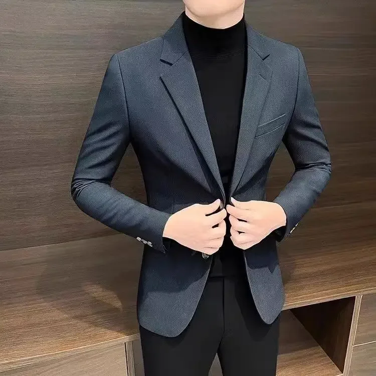 thumbnail image 1 of Abrigos masculinos de color sólido de moda, oferta barata e informal, nuevas ofertas, chaquetas blazers Joker para hombre, ropa de moda 2024, estética y elegante, 1 of 5