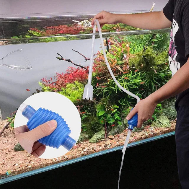 Aquarium Fish Tank Vacuum Sand Gravel Cleaner Siphon Long Nozzle Water Changer Pump Filter 3