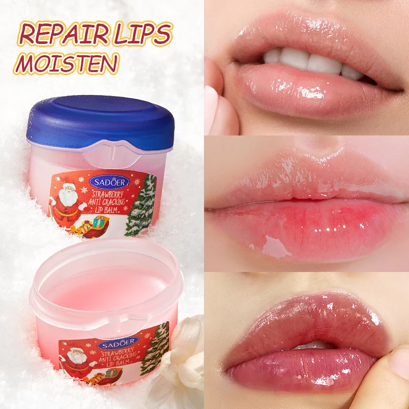 8pcs/Set SADOER Christmas Hand Cream Lip Balm Kit Moisturizing Anti Wrinkle Lipstick Lip Plumper Lips Hands Skin Care Sets