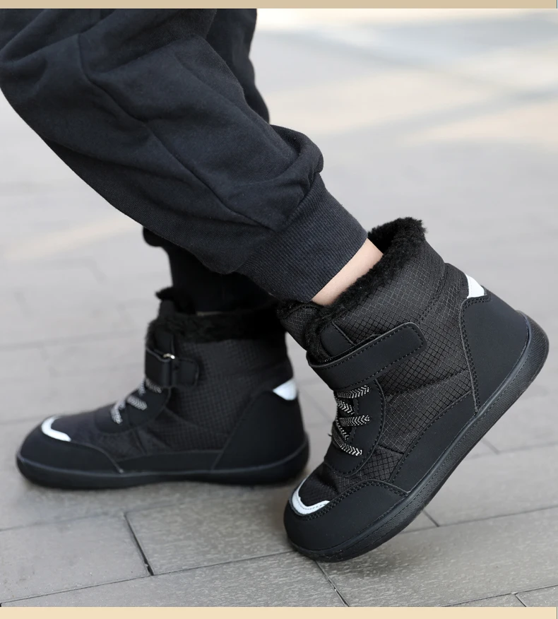 2024 Winter Children Plush Waterproof Fabric Non-Slip Boys Girls Shoes Rubber Sole Snow Fashion Warm Outdoor Boots_voghion.com