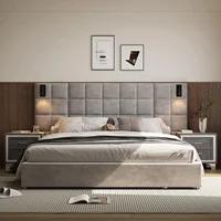 King Platform Bed Frame with Headboard,Elegant Velvet Upholstered Bed with Grid Pattern Padded Headboard,Easy Assembly,Grey 1
