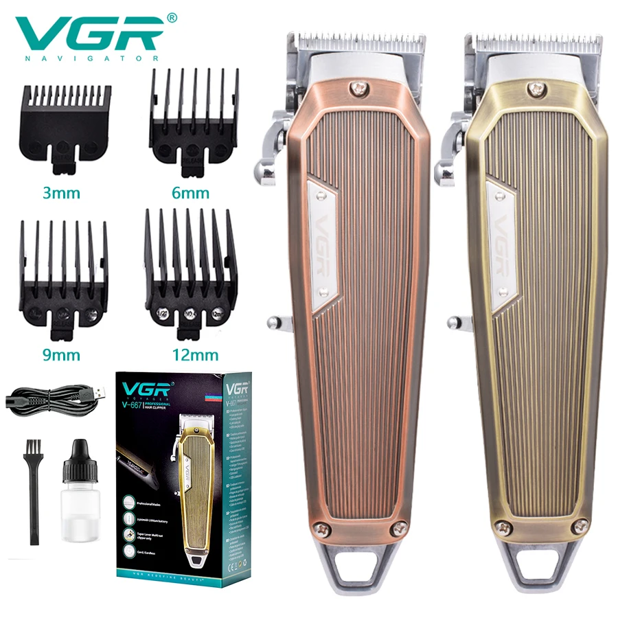 

VGR Hair Clipper Adjustable Hair Trimmer Professional Hair Cutting Machine Rechargeable Barber High Power Clipper for Men V-667