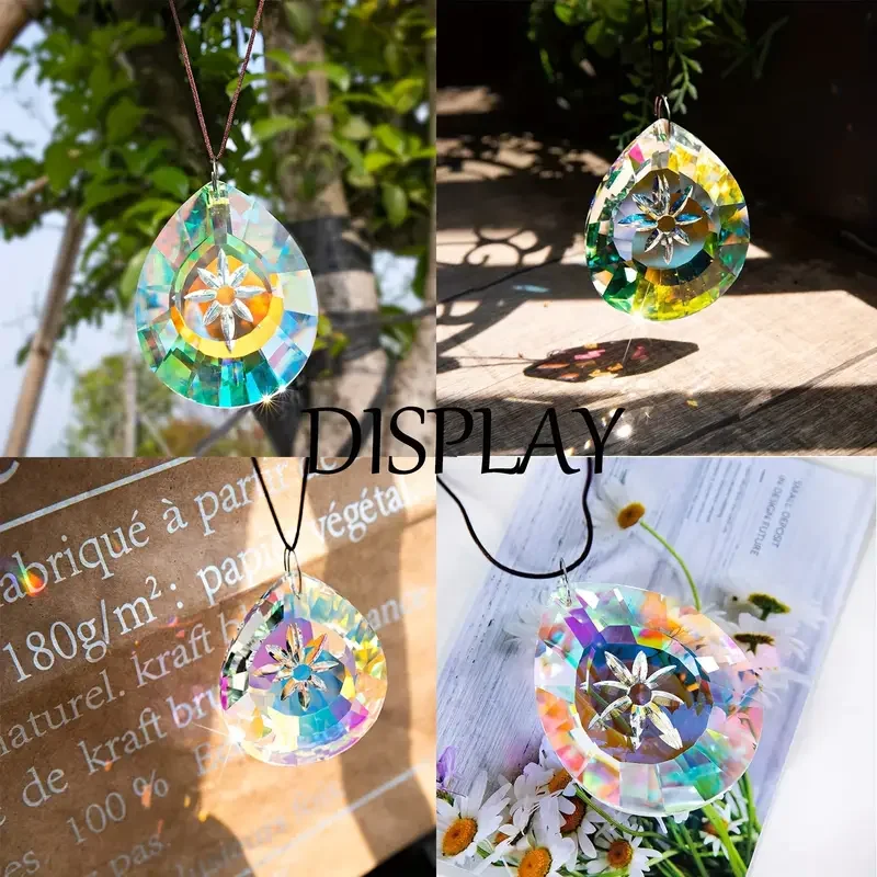 1pc Crystal Rainbow Trap, hanging prism chandelier, colorful light refracting decoration, home and garden accessories
