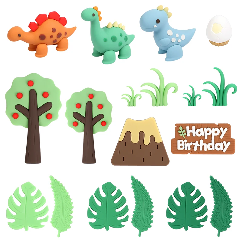24 Stück Dinosaurier-Cupcake-Topper – Glitzernd, Mit Palmblättern & T-Rex, Für Mottopartys