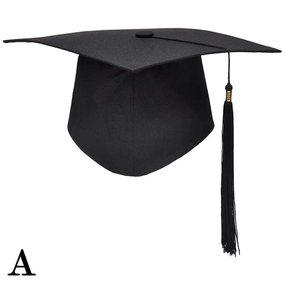 NEUER Abschlusshut, schwarze Bachelor-Kappen für Erwachsene mit Quasten, Universitätsmeister, Glückwunsch, Abschlussfeier, Dekorationszubehör – Detail 5