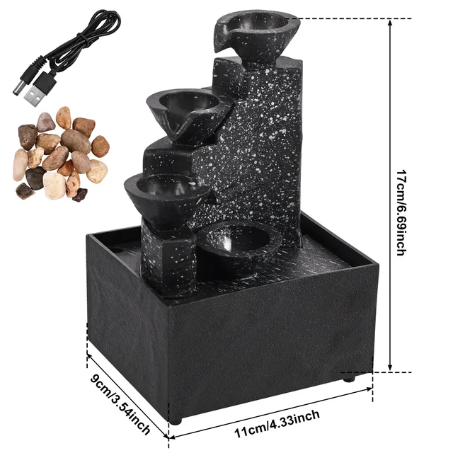 Desktop Waterfall Decoration Relaxing Desktop Fountain Soft Lighting Flowing LED Statues Relaxing Desktop Landscape Decoration 6