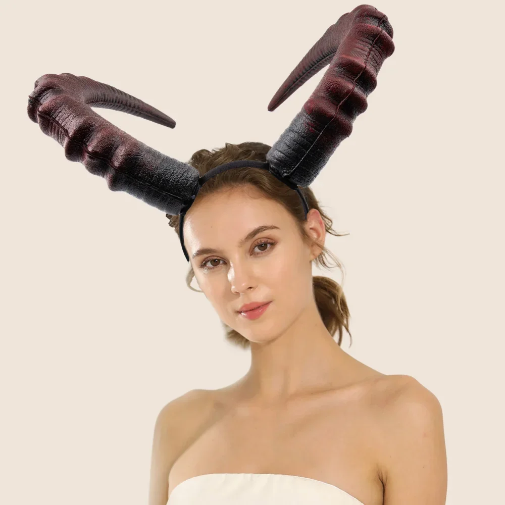 

Animal Gothic Devils Ox Horns Headwear Women Black Red Demon Horn Headpiece Cosplay Halloween Girls Carnival Party Costume Props