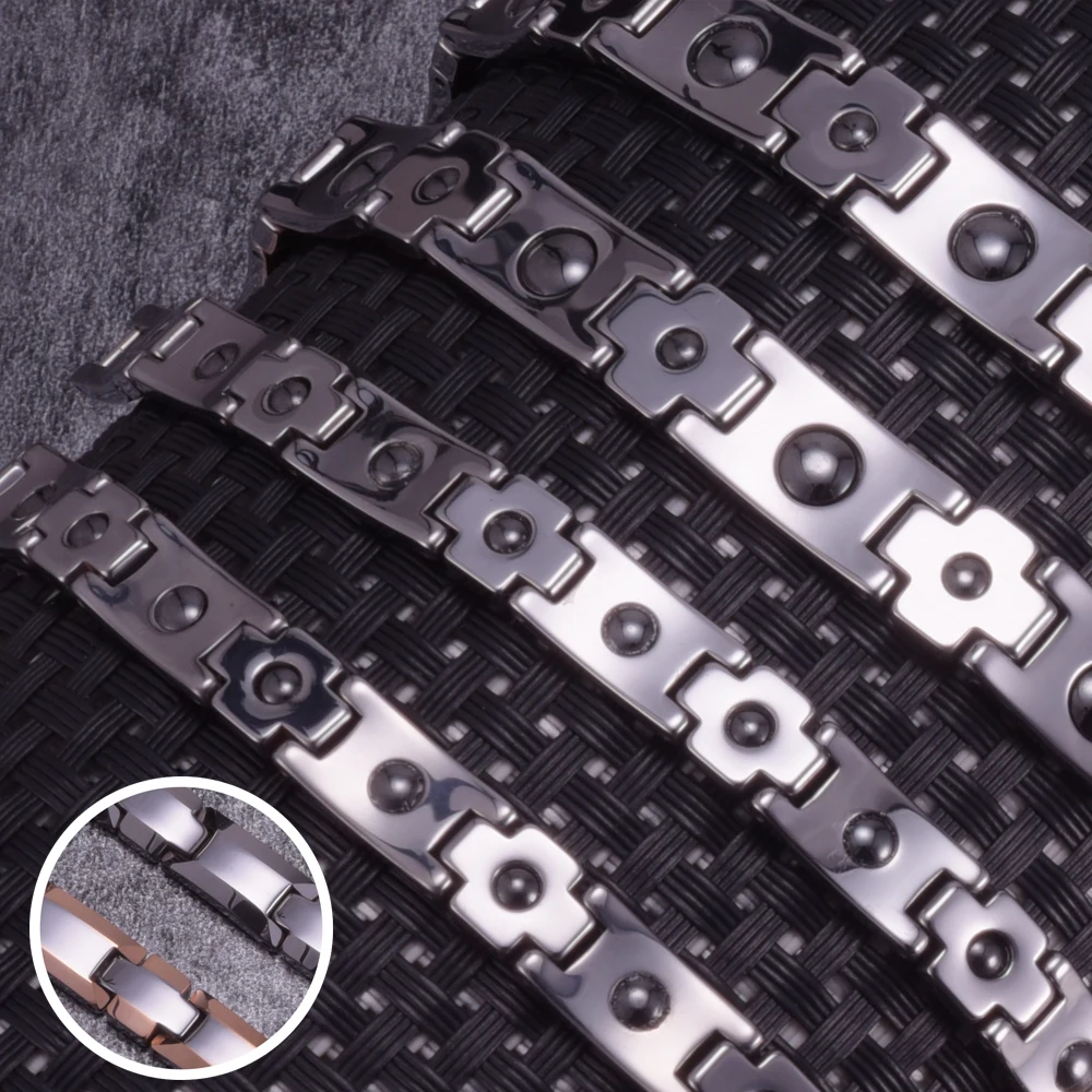 Ikuinen Fashion Tungsten Bracelet For Men Women Anti-scratch Health Energy Bracelet Hematite Magnetic Bracelet Men Jewelry