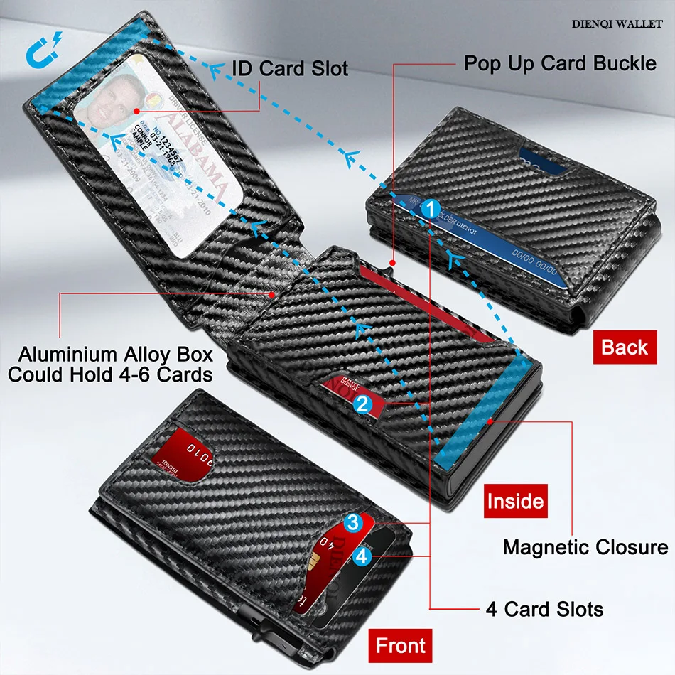 Rfid Slim Thin Mini Men Wallets Money Bag Anti Theft Credit Card Holder Wallet Minimalist Carbon Fiber Cardholder Purse Carteras 6