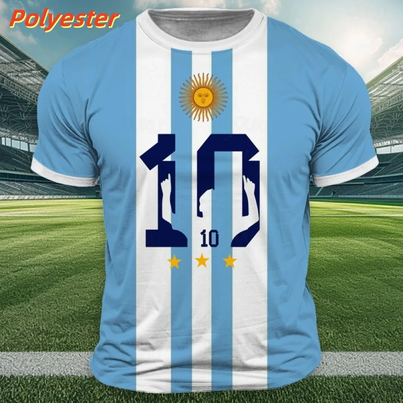 3D Print Argentine Football T-shirt For Men Argentina Graphic Short-sleeved Tee…