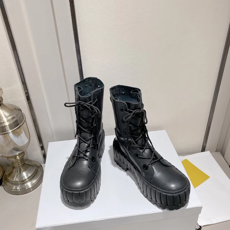 

Ботинки Челси женские из натуральной кожи, модные ботинки на платформе, со шнуровкой, верхний слой из воловьей кожи