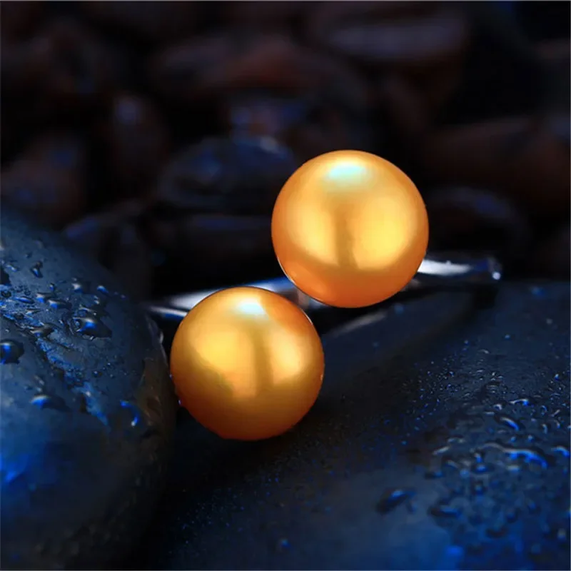 Dainashi 100% Genuine Freshwater Cultured Pearl Ring Fashion Design 925 Sterling Silver Simple Open Adjustable Ring for Women silver rings silver ring