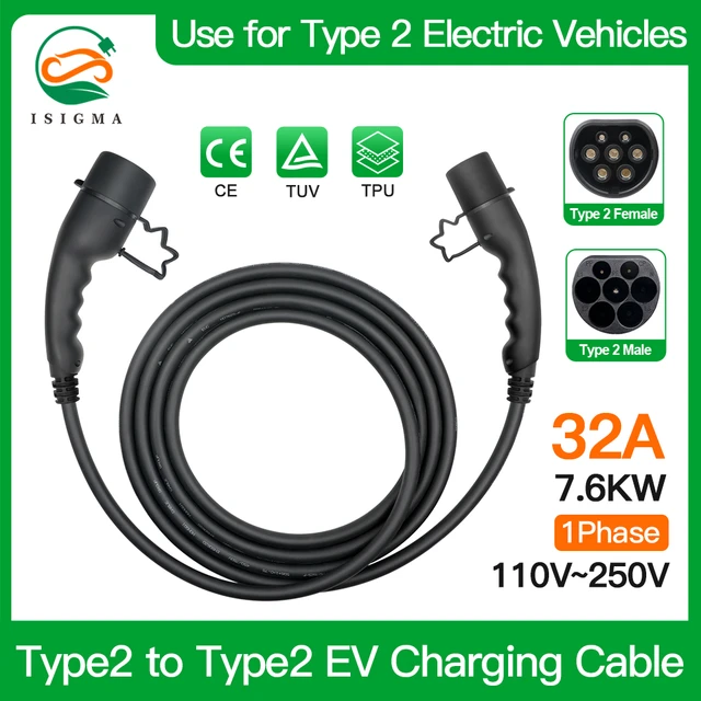 GBT to Type 2 EV Charging Cable 32A 22KW Three Phase 5M Cable Electric  Vehicle Cord Charger Suitable China Cars Charging EVSE - AliExpress