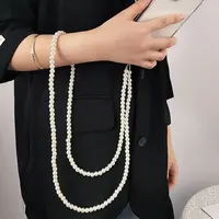 Longue lanière de téléphone portable, collier à bandoulière en perles, sangle de chaîne, Clip à boucle universel perlé à la main pour iphone, étui de téléphone Samsung 5