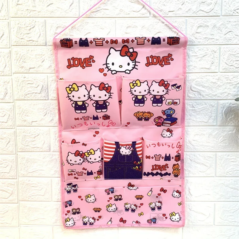 

Sanrio Hanging Closet Organizer with Pockets Hello Kitty Cinnamoroll Wall Storage Shelves Design Decorations for Girls Bedroom