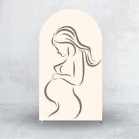 Baby Shower Arch Cover Backdrop Bottom with Zipper，Boho Pregnant Woman Rainbow Design，baby Shower Photograph Decoration Props 5