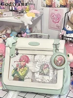 Kawaii Shoulder Messenger Bags Cute Student Transparent Large Capacity Japanese Pink Backpack Fashion Itabag Schoolbag 1
