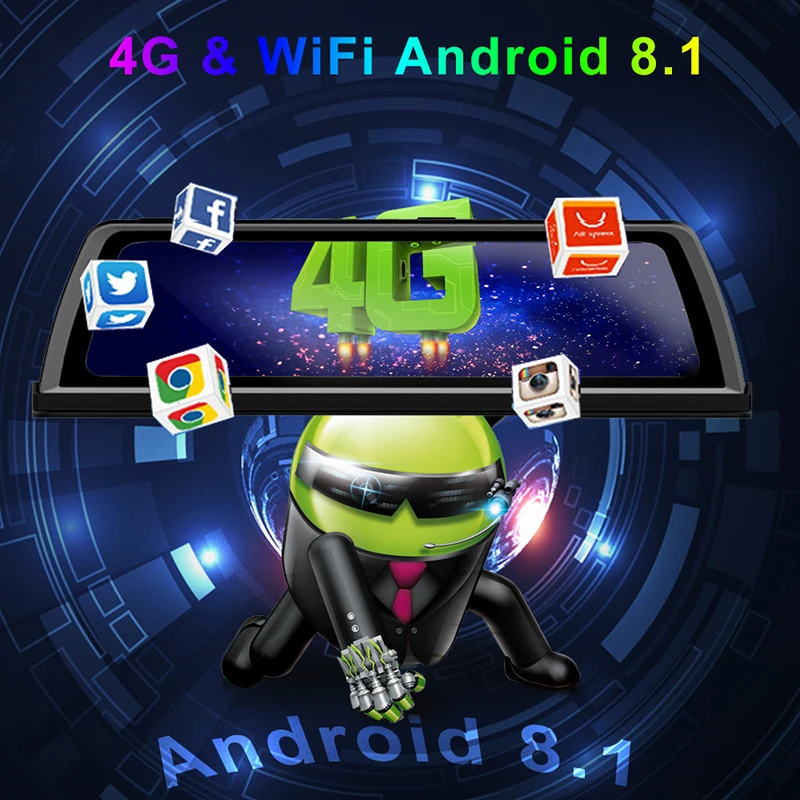 Bluavido ADAS ڵ   ī޶, ȵ̵ GPS ׺̼, 1080P   , ڵ  , 24 ð , 10 ġ IPS 4G