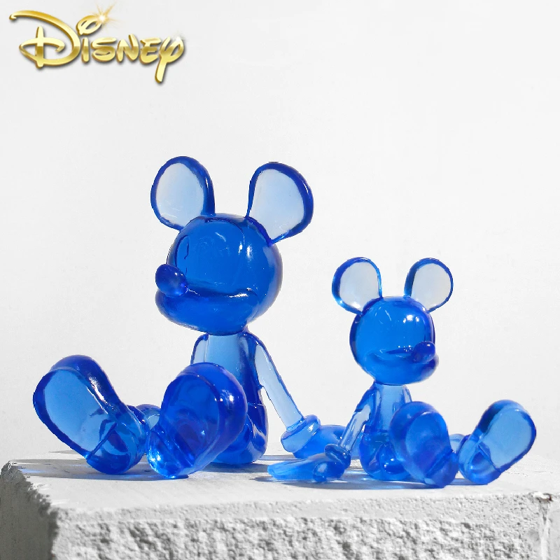 

Disney Anime Figure Mickey Mouse Clear Crystal Statue Decor Cute Cartoon Resin Sculpture Trendy Room Decoration Toys Ornament