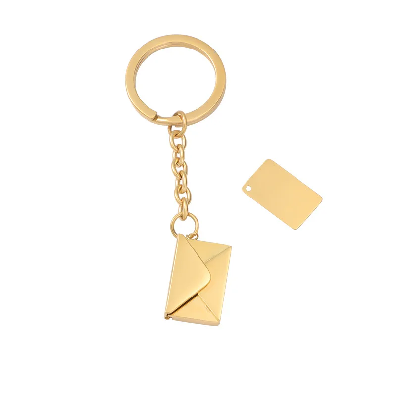 5PCS Stainless Steel Detachable Envelope Pendant Keychain Metal Creative Love Letter Envelope Charm Keychain Key Ring DIY