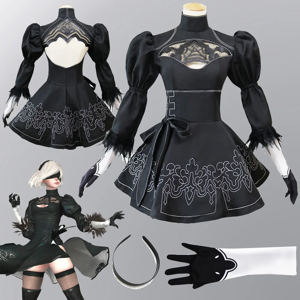 

YoRHa 2B Cosplay Role Play Outfits Anime Game NieR Reincarnation Costume Adult Women Roleplay Fancy Dress Up Party Clothes