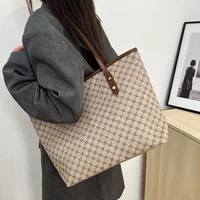 Sac à main vintage de luxe pour femme, imprimé monogramme, rivets, cuir PU, grande capacité, sac fourre-tout à fermeture éclair pour les trajets quotidiens 5