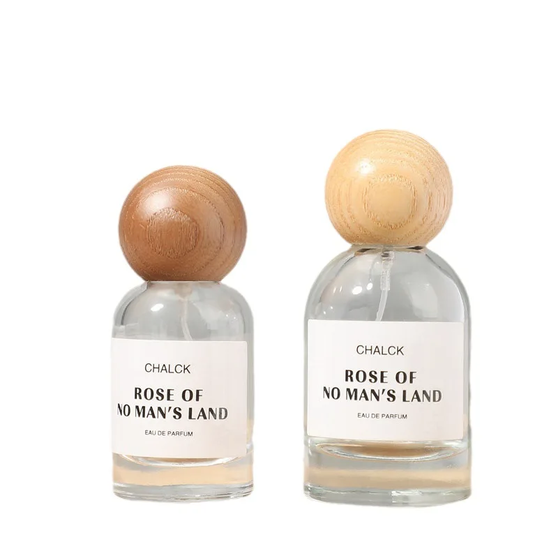 50PCS 30-50ml Transparent Glass Spray With Wooden Lid, Refillable Travel Perfume Spray, Empty Fine Mist Bottle_voghion.com