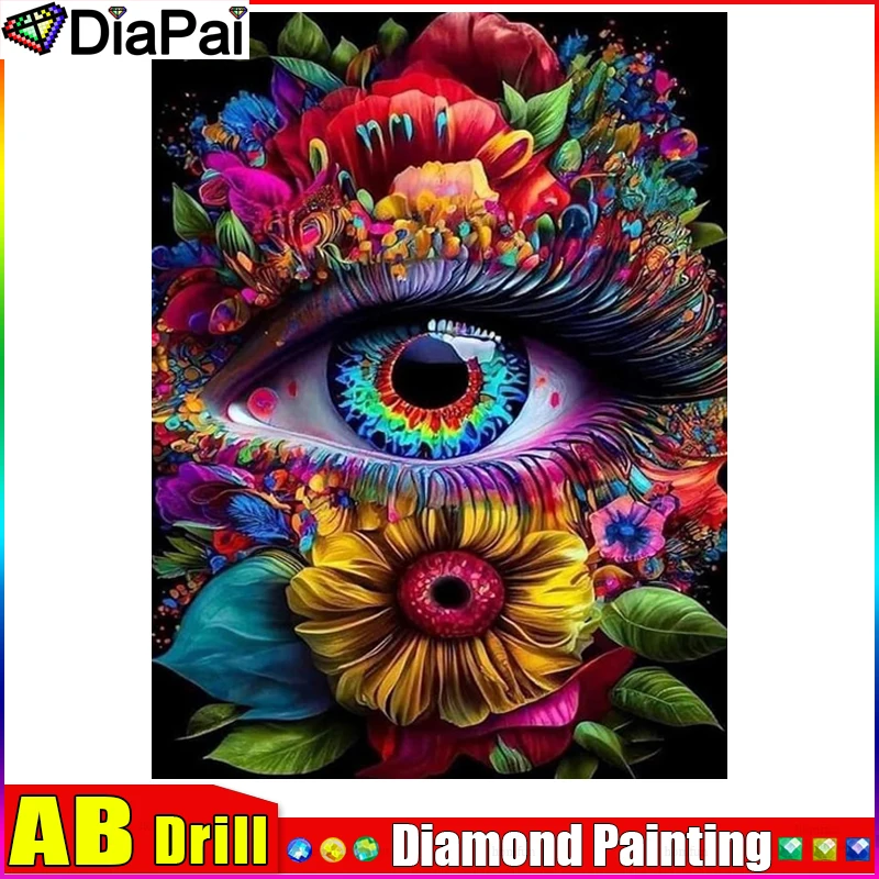 

DIAPAI AB 5D DIY Diamond Painting "flowers Eye" Full Drill Resin Diamond Embroidery Cross Stitch Home Decor