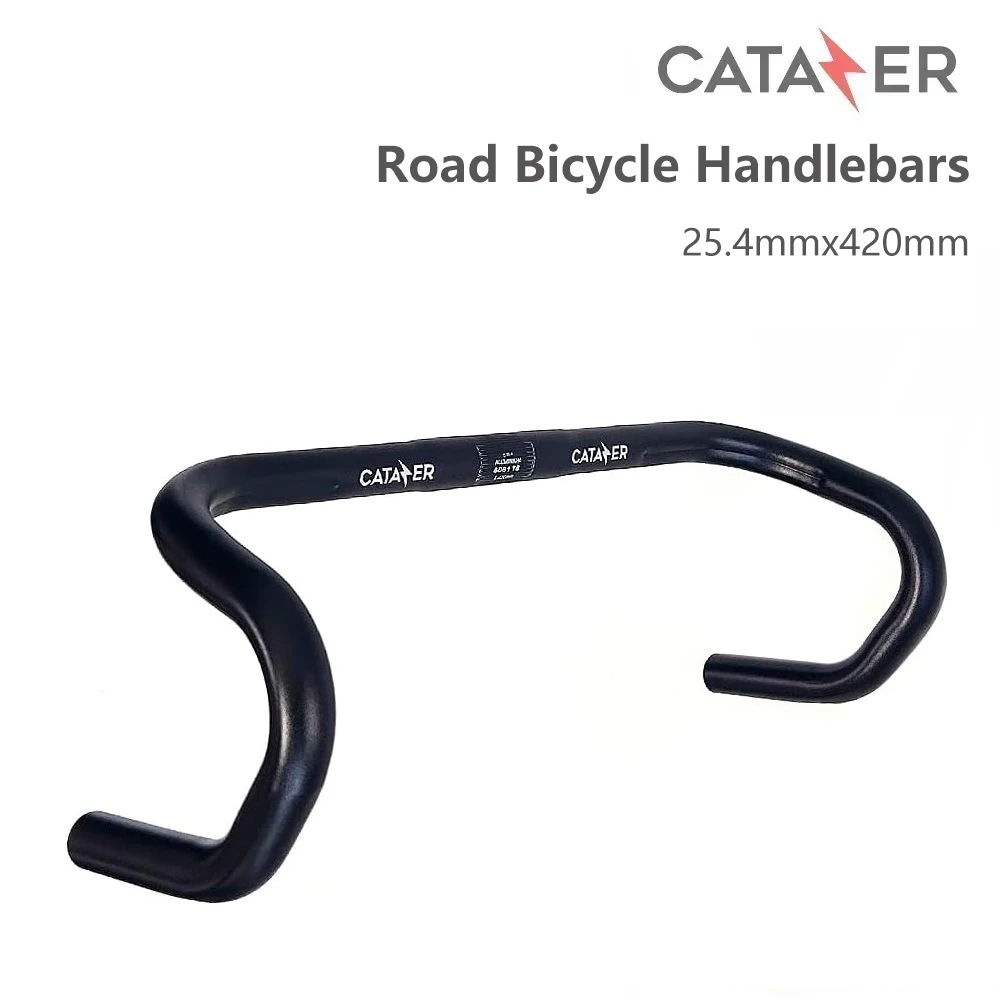 CATAZER Aero Road Bicycle Handlebars Aluminum Alloy 25.4mmx420mm Bike Drop Bent Durable Handlebar for Road Bike cruiser BMX
