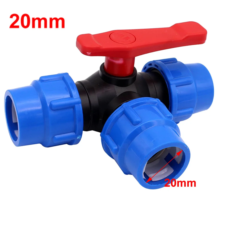 

PE Tube Tap Water Splitter 3 Way Plastic Quick Valve Connector 20/25/32/40/50mm Garden Irrigation Water Pipe Fittings