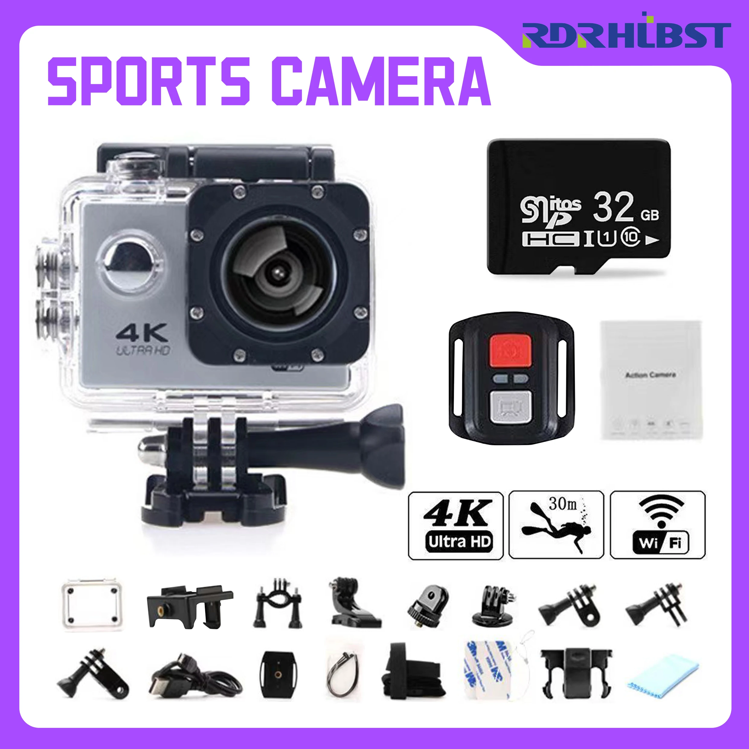 Action CamerasWirelessRemote Control 4k Waterproof Wifi Time-Lapse ShootingTrail Amera go pro Submersible Camera for Motorcycle